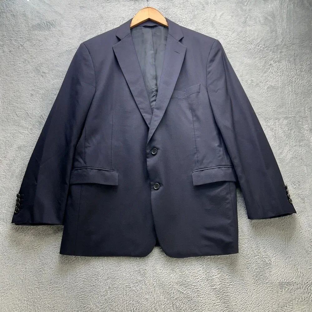 Brooks Brothers Wool Suit Jacket Mens 44R Navy 2 Button Italian‎ Fabric Office